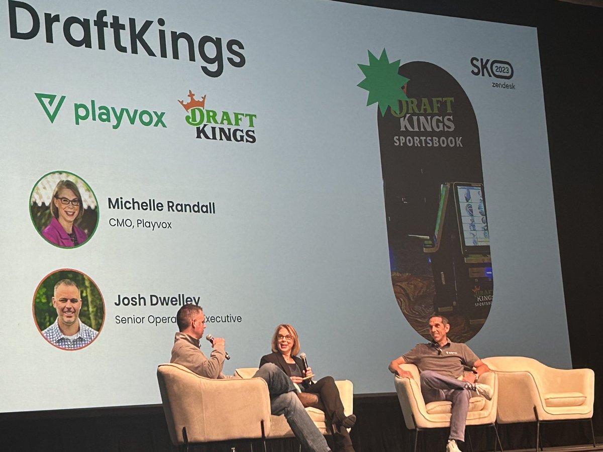 BurrowsMichelle's tweet photo. Fantastic presentation today with @DraftKings about improving agent experience, increasing efficiency &amp; enhancing the customer experience with @playvoxcx &amp; @Zendesk https://t.co/oFLNvJK2Mi