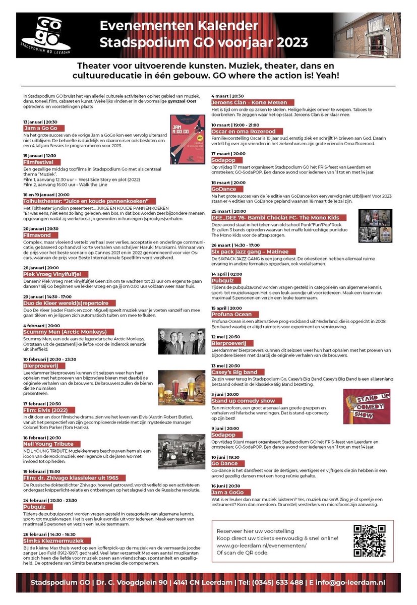 StadspodiumGo's tweet photo. Programma 1e halfjaar #StadspodiumGO #Leerdam  reserveer je ticket online https://t.co/M7eMMhQcs0 https://t.co/YlzfA8nhVi