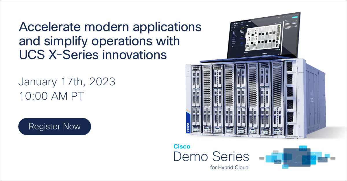ciscoDC's tweet image. Register today for a live webinar on the latest innovations within Cisco UCS X-Series that will help modernize your infrastructure and operations. 
#CiscoHCDS #CiscoUCS
cs.co/60153pBjf