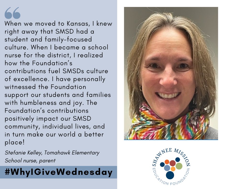 theSMEF's tweet photo. Stefanie Kelley and her family moved to @theSMSD 15 years ago. She's a school nurse at @THTigers512, a parent, and a community member. She is also an avid supporter of the Foundation, and we're thankful for her!

#WhyIGiveWednesday https://t.co/TnPiSKqfpG