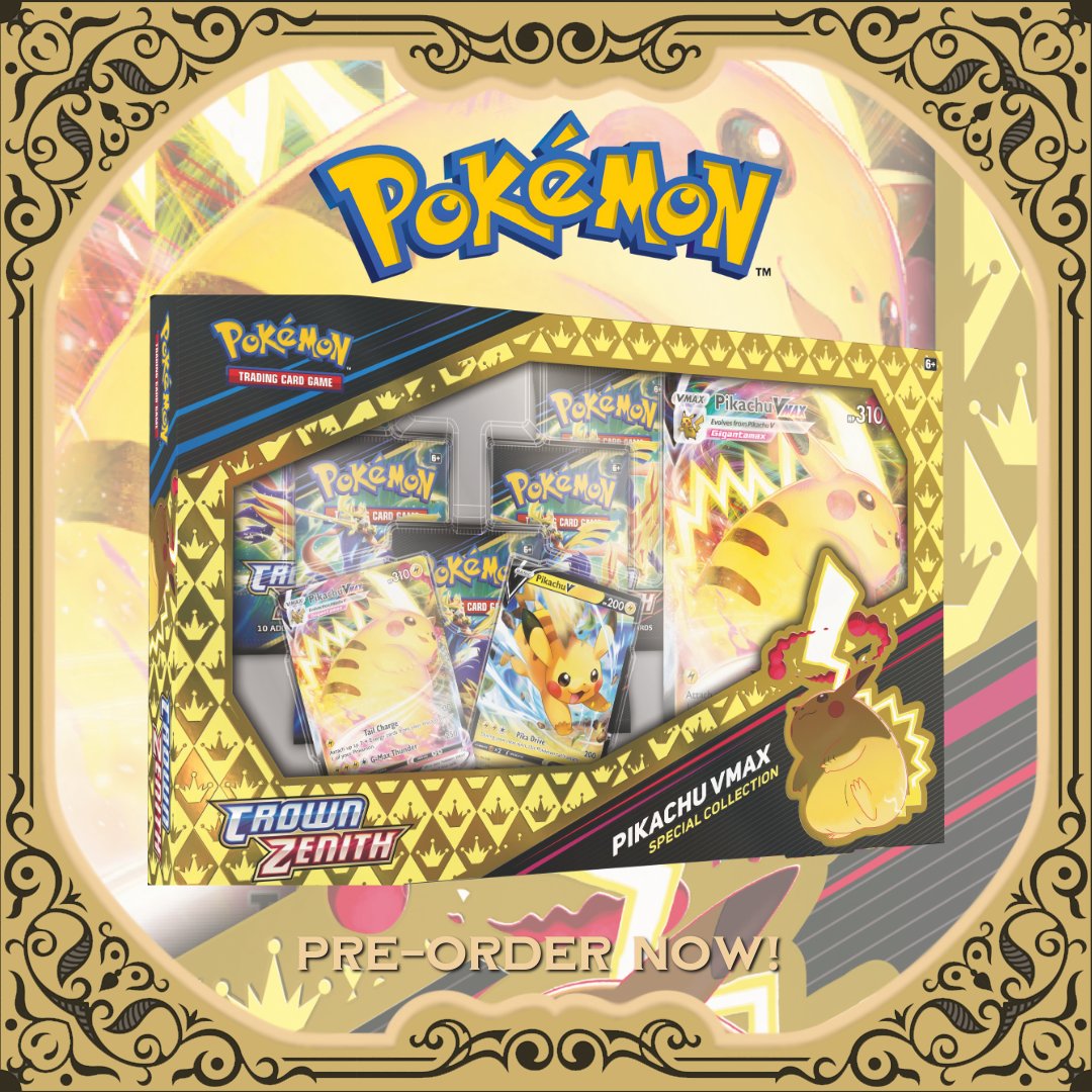 FableHobby's tweet image. It doesn’t matter which is your favorite #Pokémon, Pikachu has a spot in the heart of every Trainer out there and you know it 🤎

👉 Still a while until it releases on February 17th, but you can already PRE-ORDER the Pokémon #CrownZenith Pikachu Special Collection at our #store!