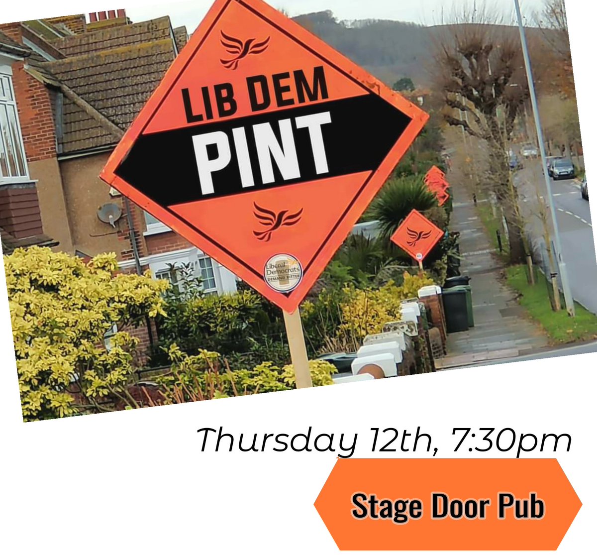 LibDemPintEB's tweet image. We're out this Thursday in the Stage Door Pub in #Eastbourne from 7:30pm. 
Come for a drink and a chat. Find out what the Lib Dems stand for. Come as you are.