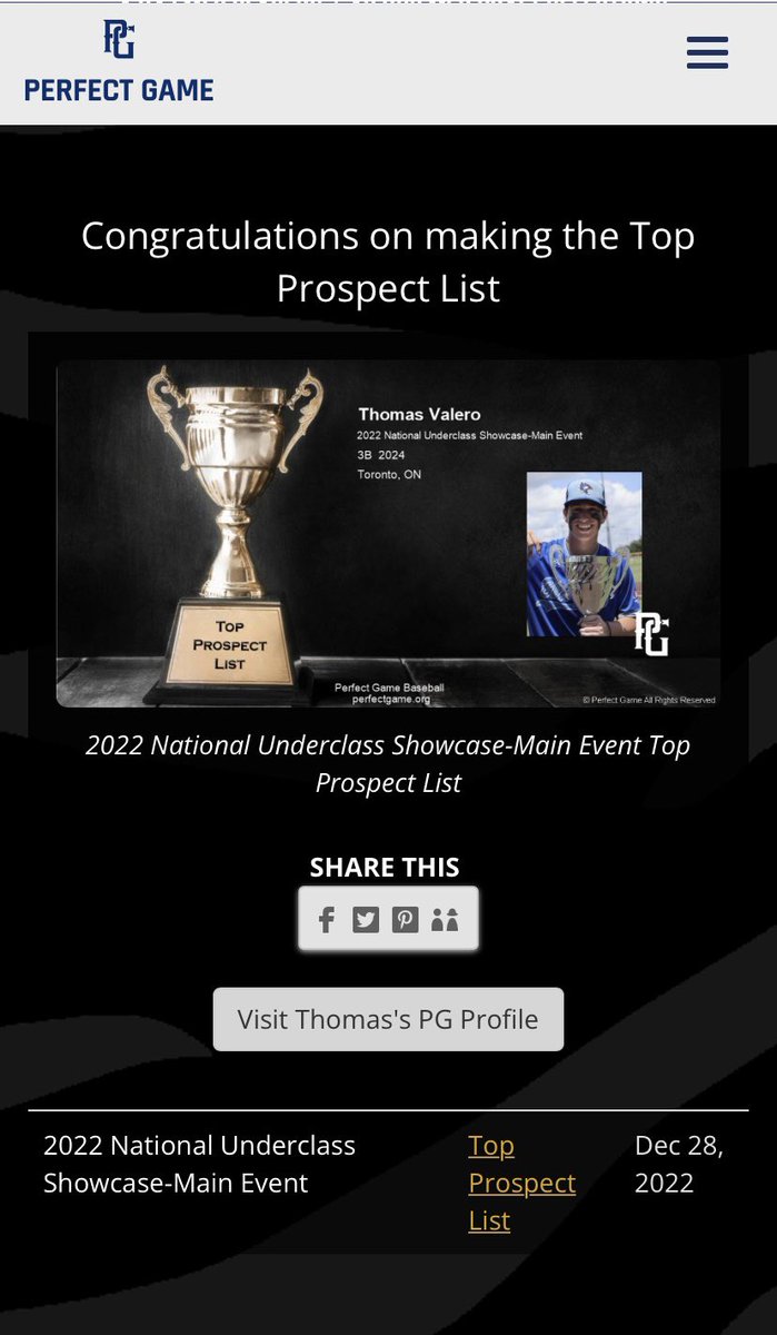 Tommy_V2705's tweet image. Proud to have made the 2024 Top Prospect List at the #PGMainEvent @PGShowcases @pg_int1 @PG_Scouting