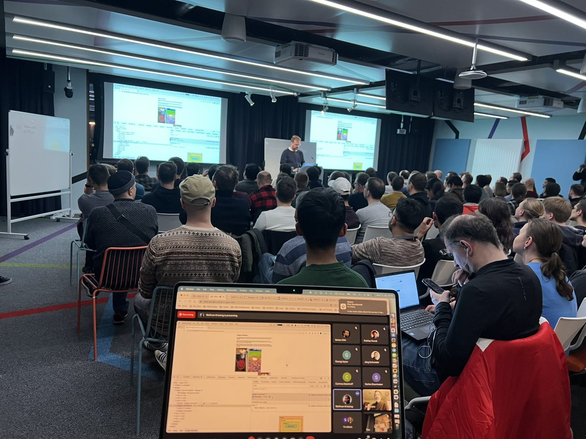 FrontMuc's tweet image. That was a blast! With more than 110 on-site and up to 25 attendees online we have made it happen 💪🫰🙌 Thanks to @jecfish and entire Chrome DevTool Team! You rock! @tunetheweb @han_changhao @wolframkriesing  #frontmuc #tech #community