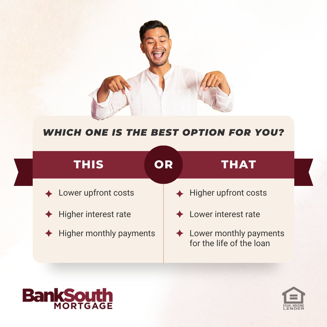 'Paying points' to buy down your interest rate could get you a more desirable rate, and we’ve got solutions! To learn more, visit: trst.in/MfcTPA

#BankSouthMortgage #BSM #YourLocalLender #RateBuyDown #MakingHomePossible