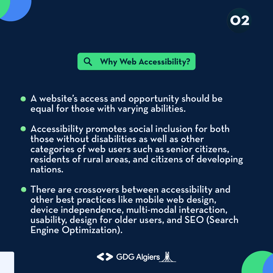 GDG_Algiers's tweet photo. Today's installement of the Web Performance chapter from Web it up dives into Web Accessibility 🧑💻 to help you discover more about it and the techniques used to meet its standards🔥
Tune in soon for more content to come! 👀
#GDG #GDGAlgiers #webdev #WebAccessibility #webitup https://t.co/4D4o7eIWeE