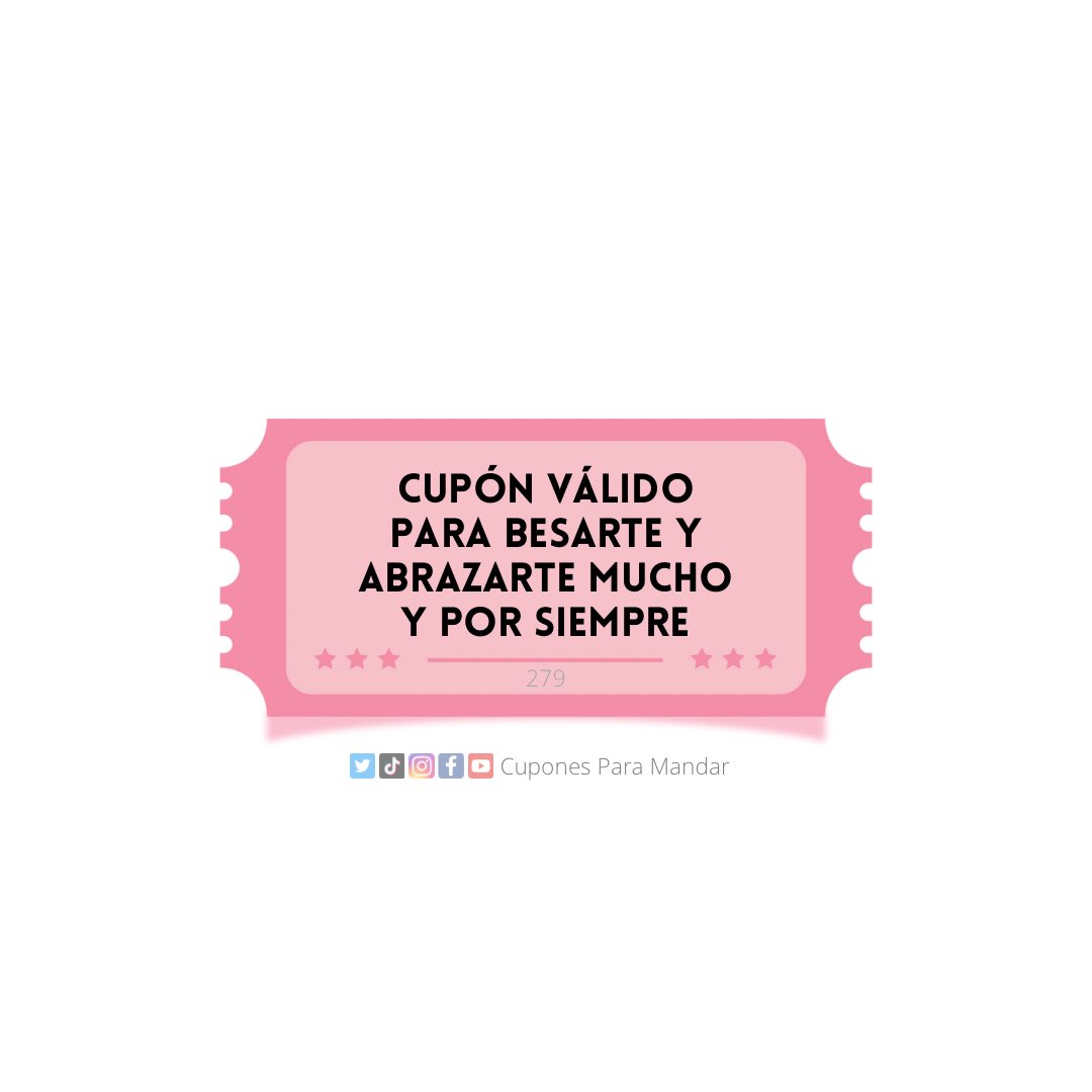 CuponesPaMandar's tweet photo. 🎟
.
#cuponesparamandar #cupones #cupón #cupónválido #cupónválidopor #cupónválidopara #mandarcupón #coupon #cuponero #Besarte #Abrazarte #Beso #Abrazo #Besos #Abrazos #SeeTình #SeeThìnChallenge https://t.co/QUWjOmyjlN