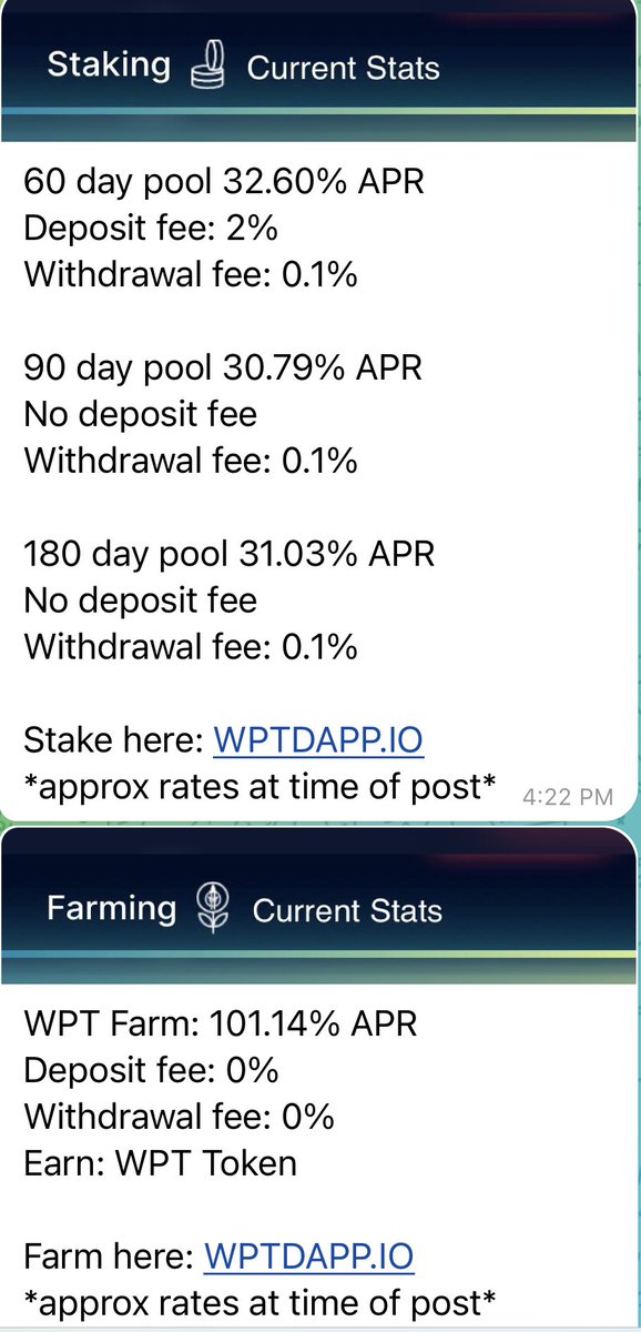 Our staking pools can earn you over 30% and our Farm over 100%. Huge announcements and updates coming this Saturday @ 3pm EST in our TG Chat. Join us: t.me/wptwarpigstoken