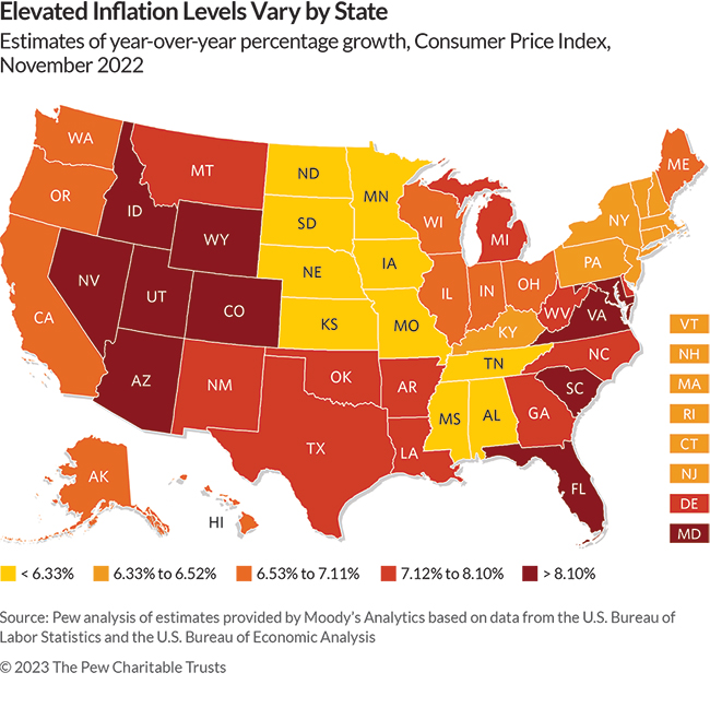 Justin_Theal's tweet photo. Elevated inflation is driving up spending and disrupting revenue trends, raising the risk of state fiscal stress.

New from @PewStates: https://t.co/JOgYNcVCRx 1/ https://t.co/SgviOTKOGB