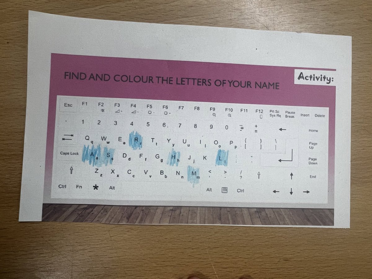 KaylesCom's tweet photo. We started our digital writing in year 1s computing lessons today. We explored the keyboard on paper first highlighting their own name, before taking to the laptop to then type their name and their friends names. @WCommonPS @WCPSc2028 #WCPSComputing https://t.co/gdE05MPfXB