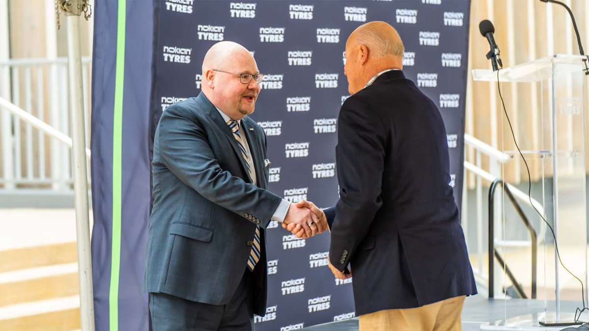 TNECD's tweet photo. Sam Wills, TNECD's Southeast TN Regional Director, spoke at the @NokianTyresNA announcement this morning in Dayton. 

This $174M+ expansion adds another production line, warehouse and distribution center, solidifying Nokian Tyres' commitment to the community. 👏

📸: Nokian Tyres https://t.co/BZKO8M55e6