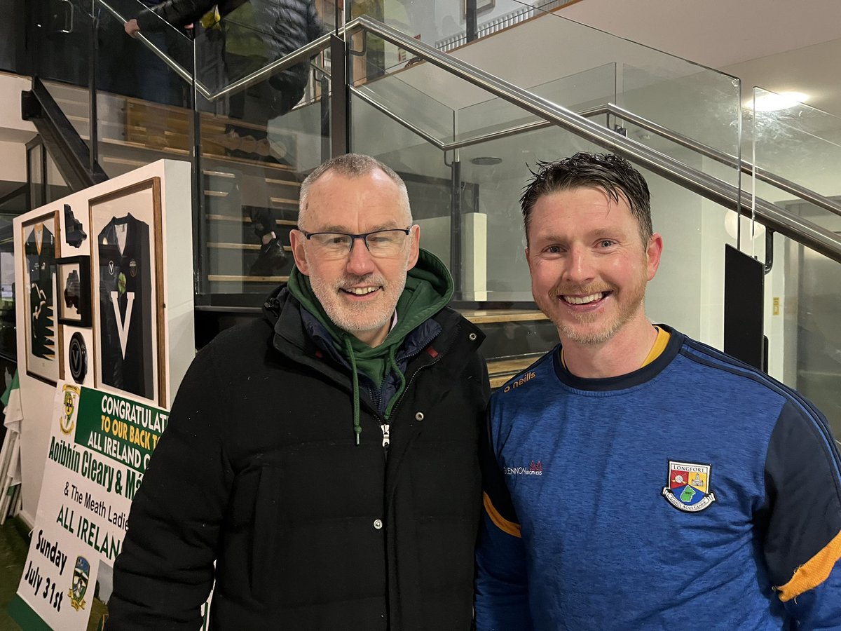 OfficialLDGAA's tweet photo. Mickey Quinn and Larry McCarthy after Longford qualified for the O’Byrne Cup final. @ClubLongford @Longford_Leader @ShannonsideFM @GlennonBrothers https://t.co/F0FhFGDTAX