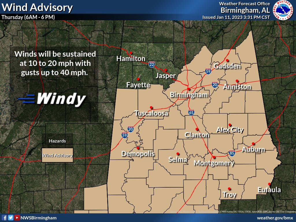 NWSBirmingham's tweet photo. Tomorrow's severe threat will be earlier in the day than the typical severe event, starting as early as 7am NW. Threats include damaging winds, hail, and tornadoes. Have multiple ways to get warnings and a plan of what to do, and take even severe thunderstorm warnings seriously. https://t.co/DhYJhslsLl