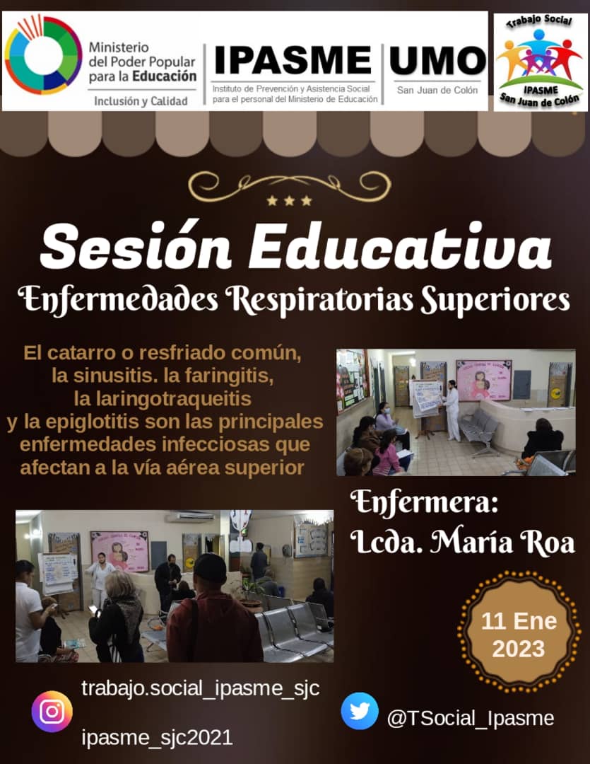 #11Ene 👨‍👦‍👦Sesión Educativa en el @ipasme5 a cargo de la Enfermera Lcda. María Roa, tema: Enfermedades Respiratorias Superiores.

<a href="/IpasmeOficial/">Ipasme Oficial</a>
@MPPEDUCACION
<a href="/Berzabethg1/">Berzabethgandicaoficial</a>
<a href="/laraydv/">Yessenia Lara</a>
<a href="/ChaconThais/">Thais Chacón</a>
<a href="/matri08/">Mary Rosales</a>

#JuntosPorLaPatria