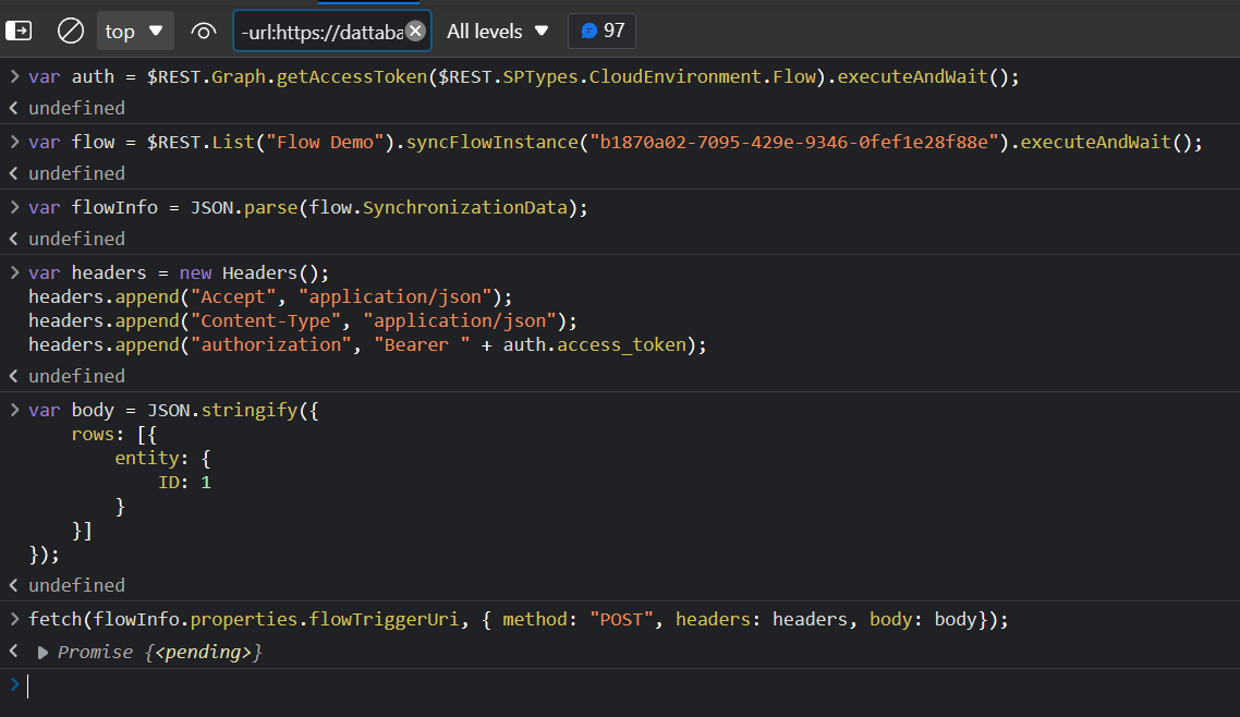 DungeonwithaG's tweet photo. New code example on how to trigger a Flow from SharePoint using JavaScript.

https://t.co/zFyeYucHb8

#SharePoint #PowerAutomate https://t.co/WnQF4Syz1D