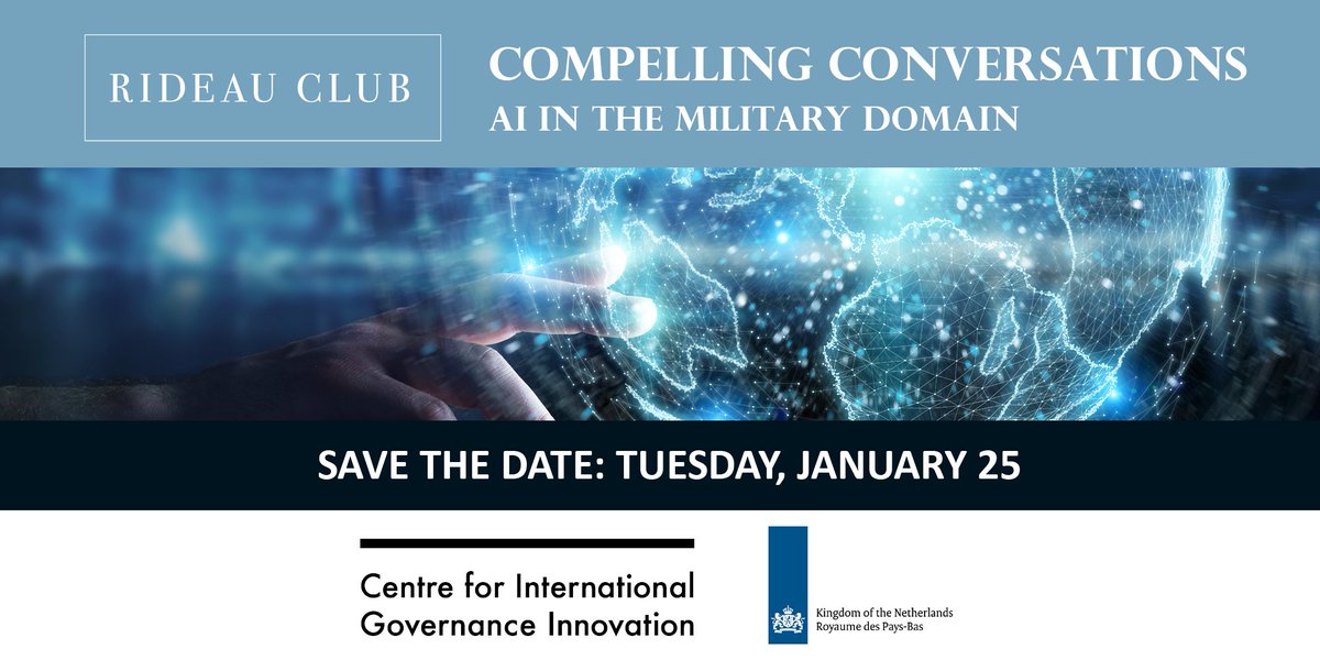 rideauclub's tweet photo. What are the consequences of using AI in the military? Is it worth the risk?
SAVE THE DATE for Compelling Conversations on January 25th, from 12-1:30pm. Reserve in bio. #compellingconversations #rideauclub https://t.co/dwOJIci33j