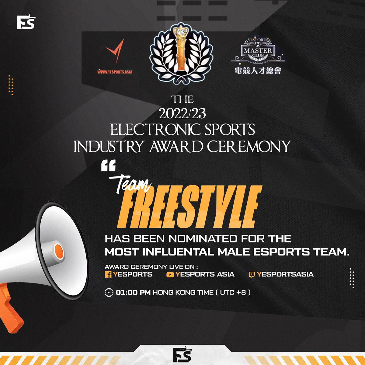 FreeStyleEspor2's tweet photo. We are glad to announce that we have been nominated for 2022/23 ELECTRONIC SPORTS INDUSTRY AWARD- "The Most Influential Male Esports Team" hosted by @YesportsAsia 

Do join us at the award ceremony on 12th Jan at 10:00 am pkt live on YT channel of Yesports Asia. https://t.co/kVnM6At7mE