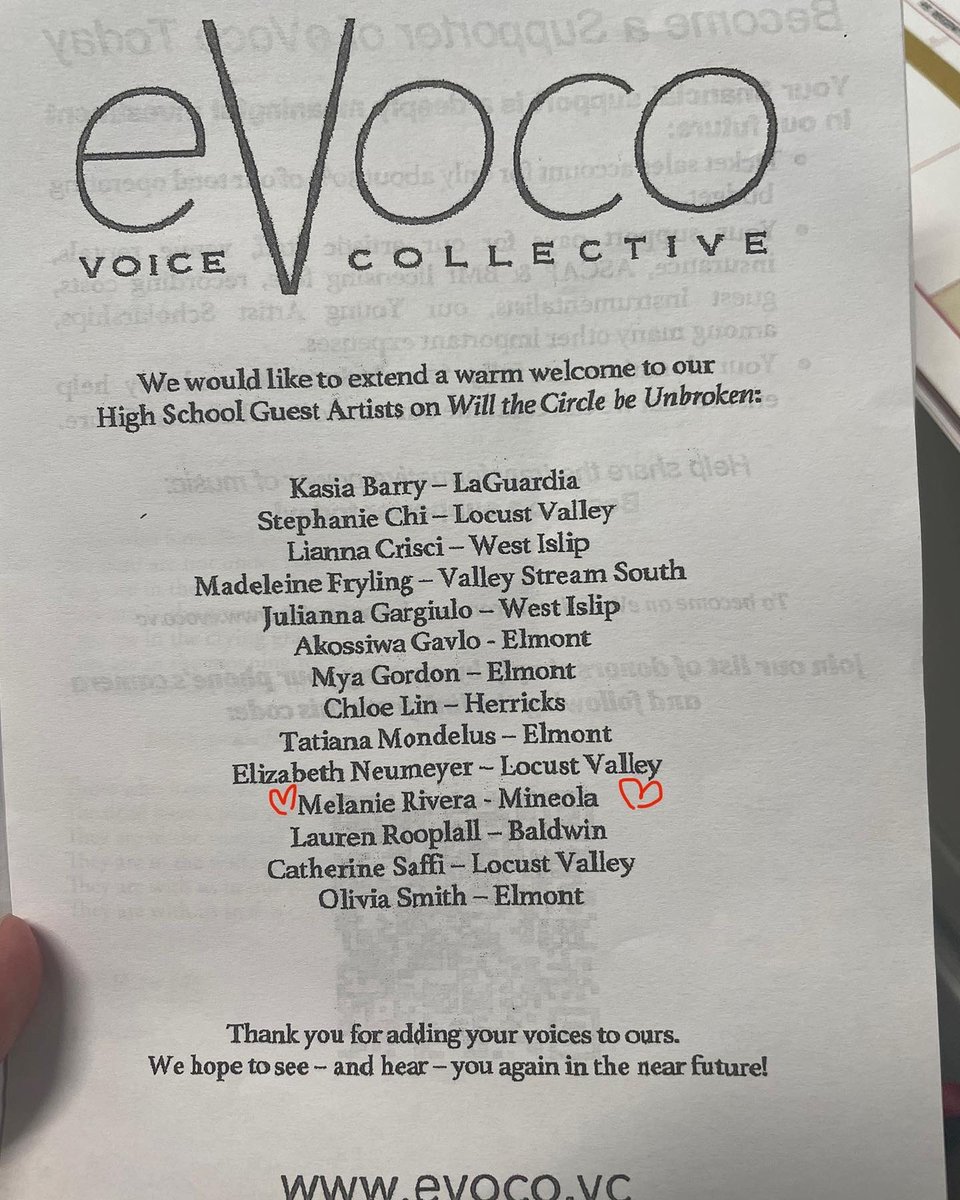 MessinaMeg's tweet photo. L👀k! It’s Melanie! She sang with Dr. Fryling’s eVoco Voice Collective and their High School Invitational over the weekend. GO MEL!!
#MineolaProud
#independentmusicianship https://t.co/UNYMQCJXB2
