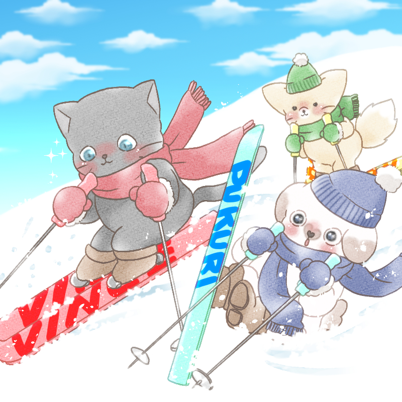 ぷくりいぬ】1/12スキーの日 おはよー☀️ 今日はスキー🎿の日