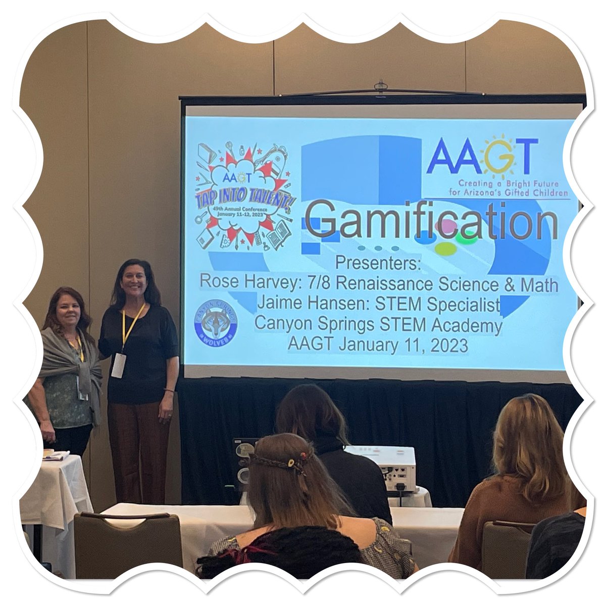 jaimehansendvu1's tweet photo. @GiftedAZ Conference Rose Harvey and I presenting on the power using games and the impact of gamification in your teaching with our gifted students.  @DVUSD @CanyonSpringsDV #powerofplay #tapintotalent https://t.co/KeI9ahAww6