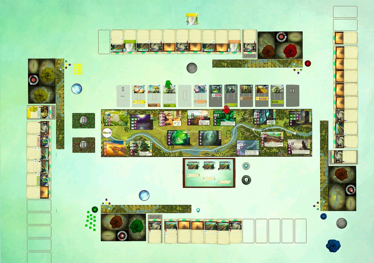 JohnGoodenough's tweet image. Playtesting Mystic Vale on Tabletop Simulator. It’s nice to see green after so much snowfall recently.