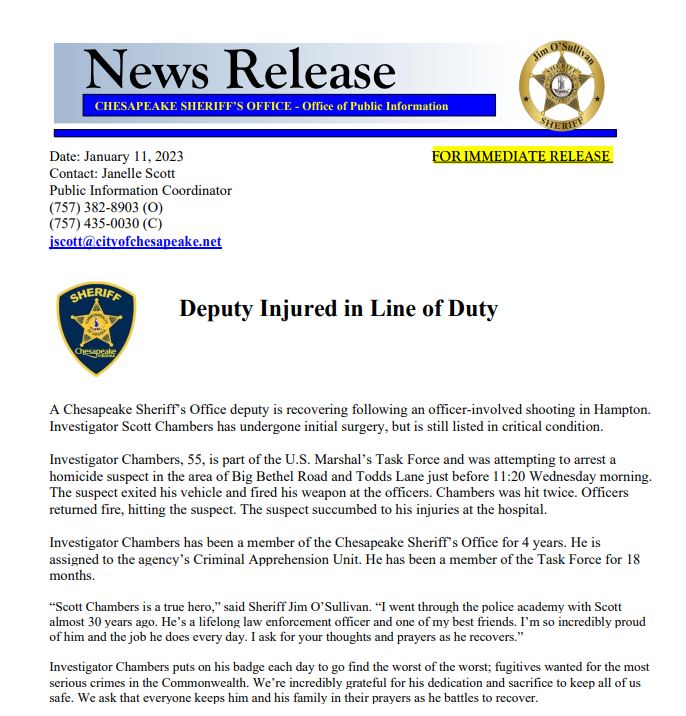 ChesSheriffOff's tweet photo. Please keep our deputy and his family in your thoughts and prayers. https://t.co/b7iT97yP80