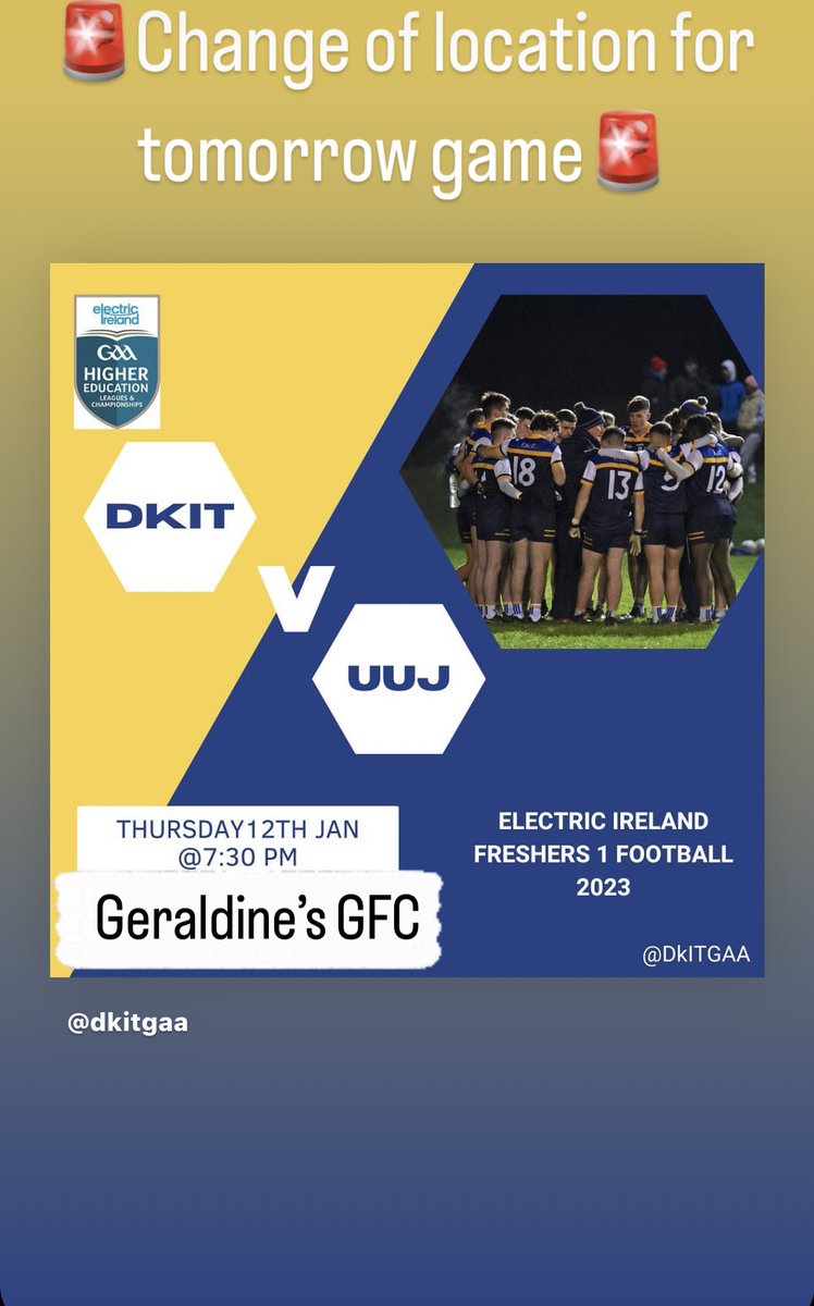 ‼️Change of venue for tomorrow nights Fresher game v UUJ ‼️