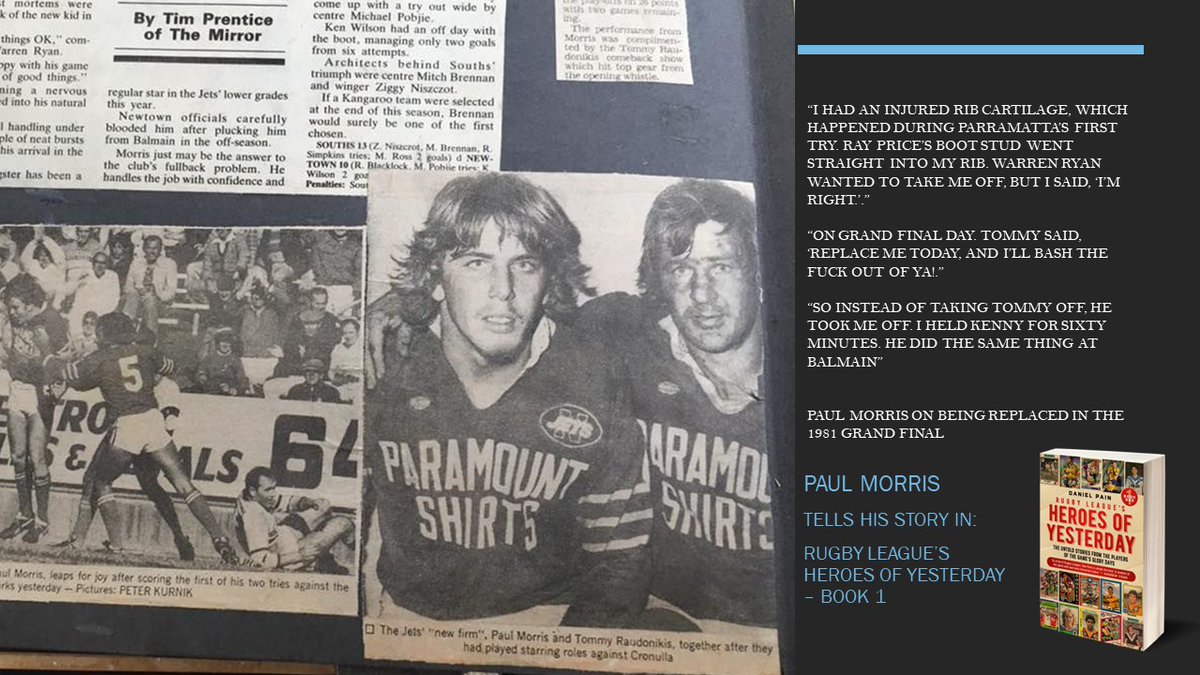 Dansnrl's tweet photo. Paul Morris reflects on when he was replaced in the 1981 Grand Final and the Jets were in front before a multitude of changes were made in the side. Paul Morris tells his story in Rugby League's Heroes of Yesterday:

https://t.co/wMkS3qOgeC https://t.co/BVLzrZRusb