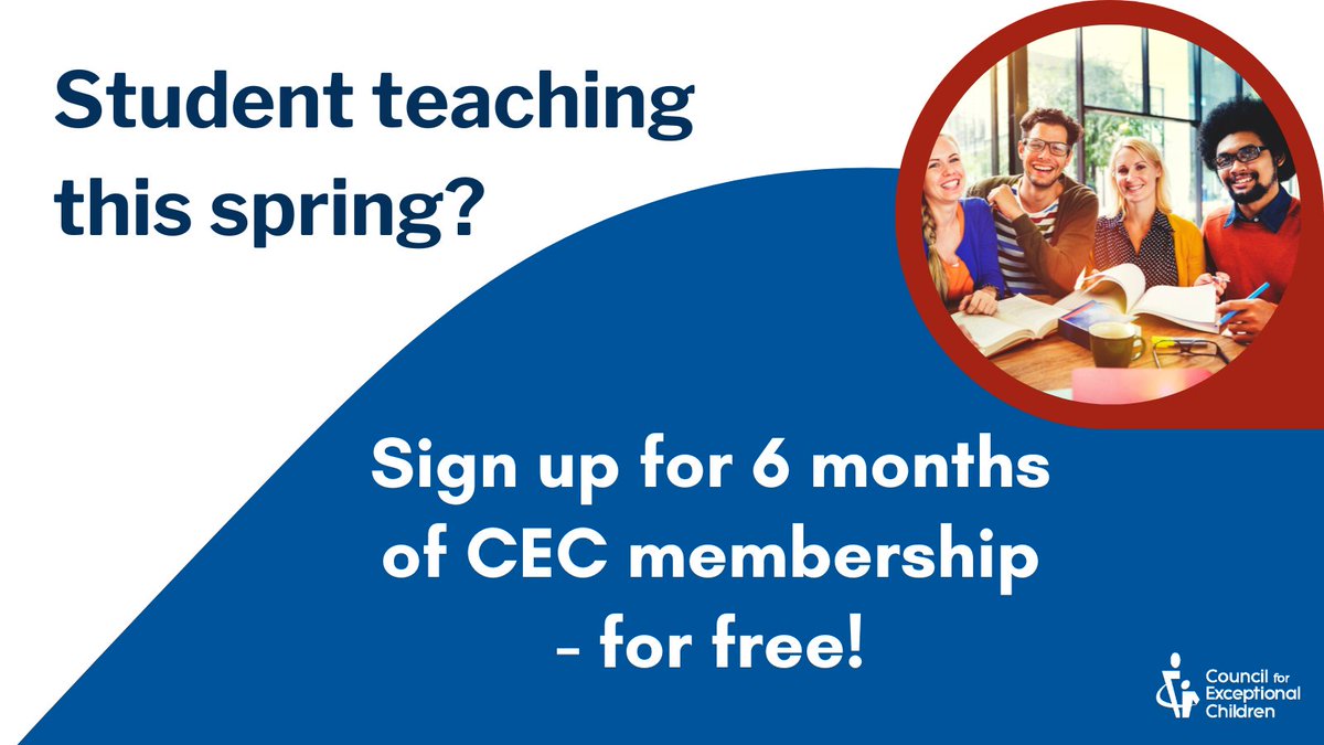 CEC's Student Teacher Support program gives you the support you want during your student teaching experience. Register now to receive these free benefits through June 30, 3032! Sign up here -  bit.ly/3jvh9Ee #4SpecialEducation #studentteacher