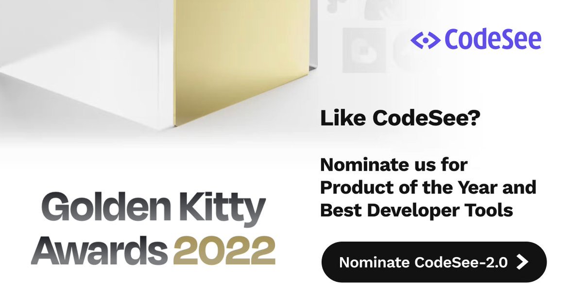 Codeseeio's tweet image. We’re excited to share that we have been nominated for two #GoldenKittyAwards this year: Product of the Year and Best Developer Tools
Please take a moment to cast your vote and show your support ❤️
bit.ly/3iDzuPc
#codevisibility #codemap @ProductHunt @GoldenKittyMeow