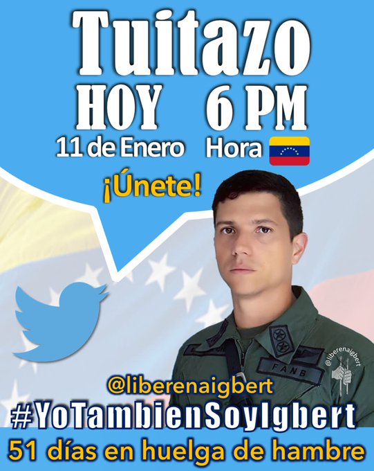 ProtestaMilitar's tweet photo. Respeten los derechos humanos del Tcnel (Ej) Igbert Marin Chaparro, 51 días en huelga de hambre reclamando cese al trato cruel y cumplimiento de la Ley
#YoTambienSoyIgbert https://t.co/2TwOQ9sqNr