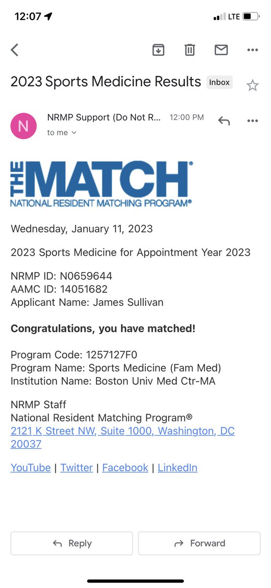 sullysox13's tweet photo. Been waiting for this moment for years - officially going to be a sports medicine doctor, and in my favorite city no less. #SportsMedicine https://t.co/NjFV4imeac