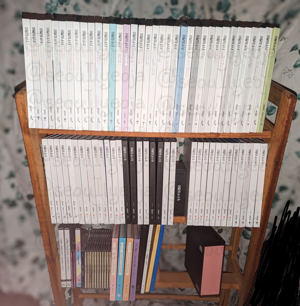 FALLAGAlN's tweet photo. annnnd here's the final reveal! my completed loona (solos/duo/limiteds)! i have every limited (love&amp;live, love&amp;evil, mix&amp;match, max&amp;match, beauty&amp;the beat, ++ a, ++ b, xx a, xx b, # a, # b) and each album all the way up until flip that. ☺️ #loona #kpopcollection #loonacollection https://t.co/r0ZqKGhe7y