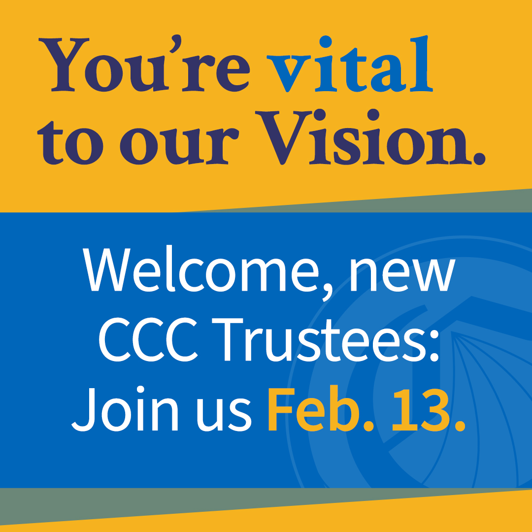 Register now for the first event of its kind, the CCC New Trustee Orientation, 2/13/2023, 11 am – 5 pm. Join fellow CEOs &amp; Trustees to engage in a conversation about meeting &amp; centering student needs. 

Register: bit.ly/CCCTrustees2023.

#CACommunityColleges
#VisionForSuccess