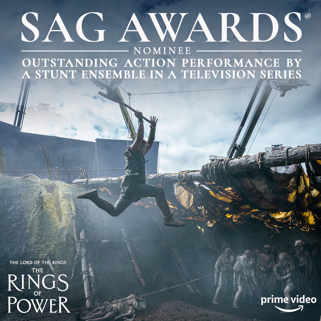 The Lord of the Rings (@theringsofpower) on Twitter photo #TheRingsOfPower is a <a href="/SAGawards/">SAG Awards®</a> nominee for Outstanding Action Performance by a Stunt Ensemble in a Television Series! #TheRingsOfPower is a <a href="/SAGawards/">SAG Awards®</a> nominee for Outstanding Action Performance by a Stunt Ensemble in a Television Series!