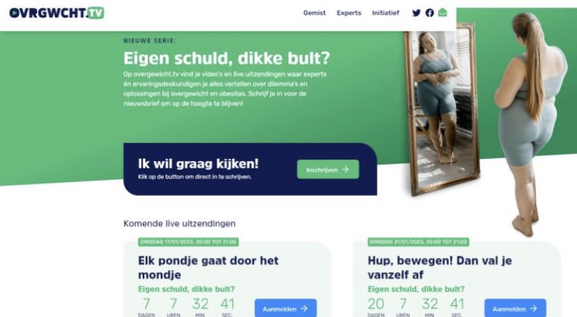 Di 17 jan 20u gratis webinar over #overgewicht en afvallen op een effectieve manier. 
We bespreken ook welke factoren (meer dan je denkt!) bijdragen aan overgewicht, jojo-effect en het stigma.

Voor:iedereen die overgewicht heeft of interesse erin heeft 👇
overgewicht.tv