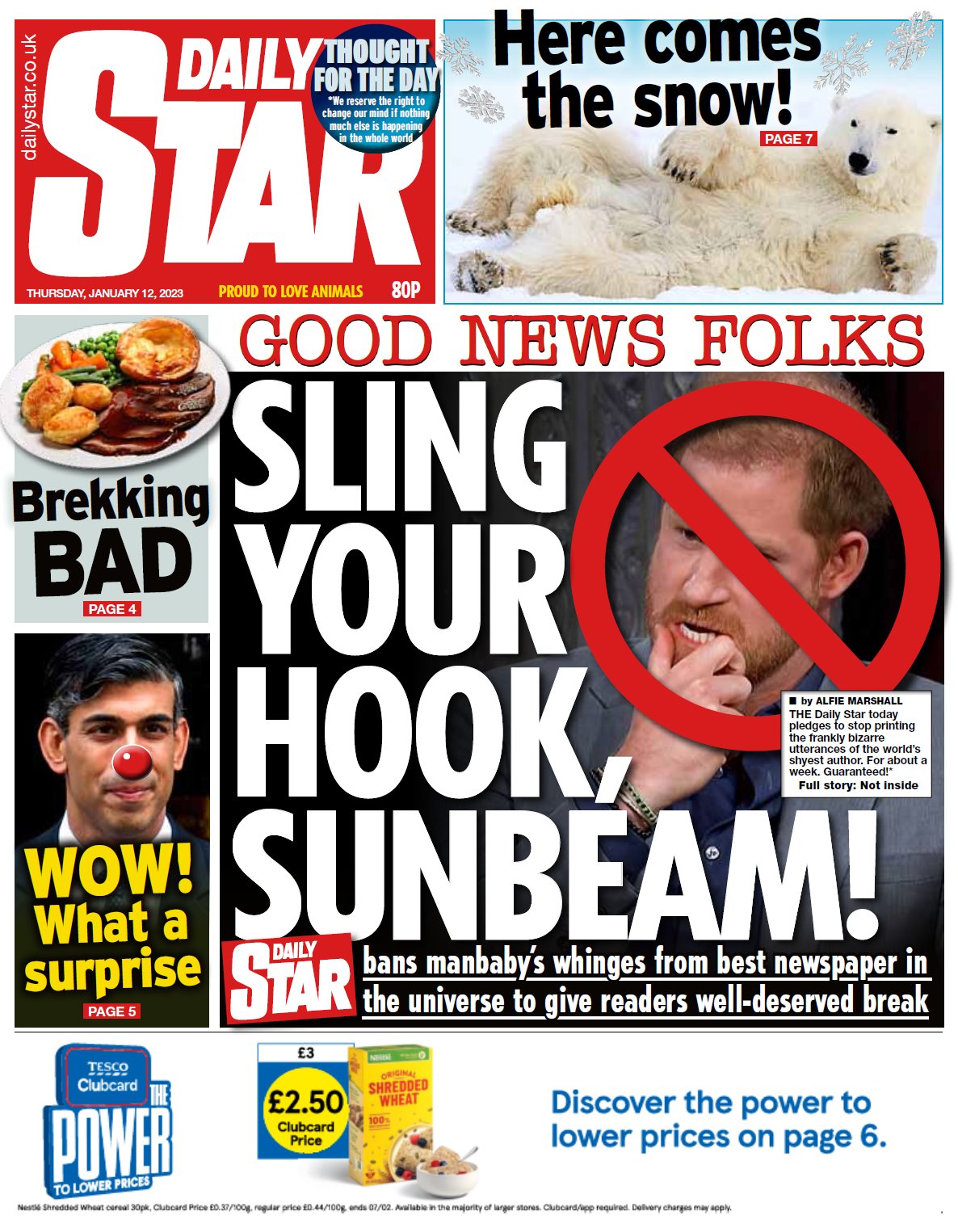 BBC News (UK) on Twitter "Thursday's Star "Sling your hook, sunbeam