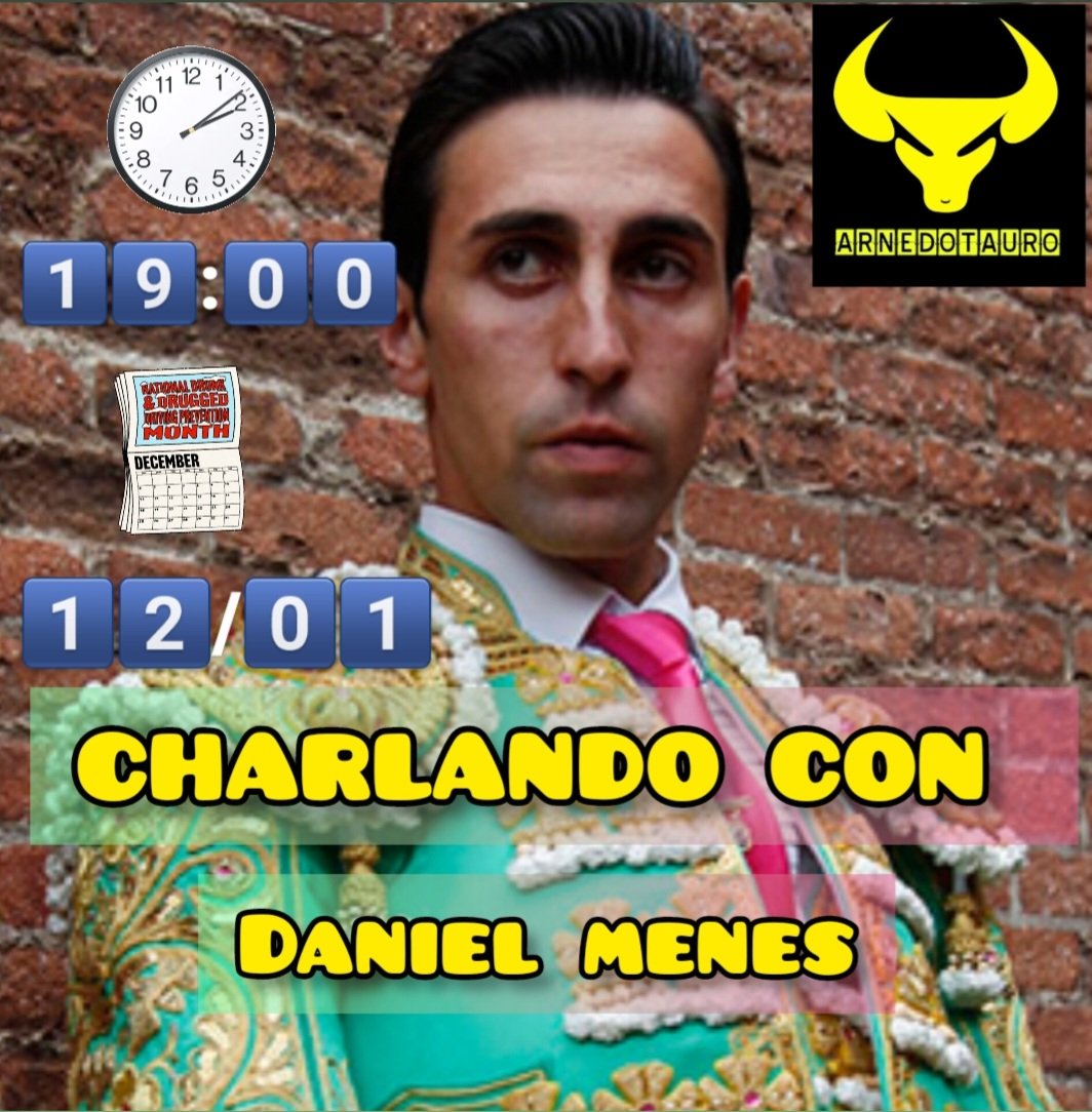 ⚠️⚠️HOY JUEVES 1️⃣2️⃣ DE ENERO 🔊charlamos en directo con el torero <a href="/menesseldani/">Daniel Menés</a> DANIEL MENES a las 1️⃣9️⃣:0️⃣0️⃣
❓️¿QUIERES PARTICIPAR COMO OYENTE , O COMO ENTREVISTADOR ?
😜Conéctate al espacio a partir de las 19:00