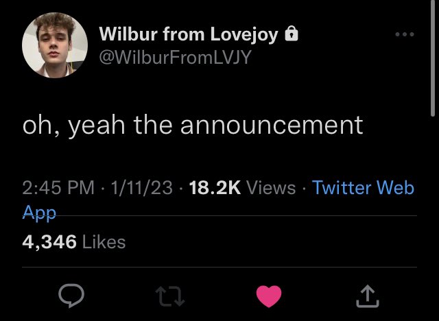 Wilbur tweeted on his private!