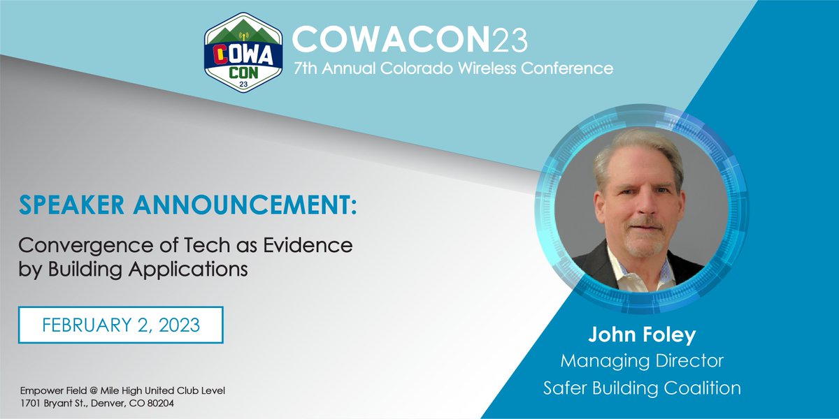 COWireless's tweet photo. ** COWA CON 2023 Speaker Announcement! **

John serves as Managing Director of the Safer Buildings Coalition, an organization providing thought leadership focused on advancing policies that ensure effective in-building communications.

Register here:
https://t.co/HBQHpEpNDb https://t.co/qvu6GzFqE1