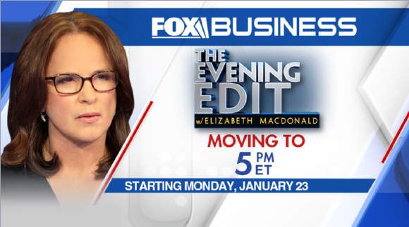 EveningEdit's tweet photo. .@LizMacDonaldFOX it's official! The Evening Edit will be moving to 5 PM ET starting January 23. We'll be an hour earlier, but still breaking the stories that matter to YOU. @FoxBusiness https://t.co/slExrcMfL5