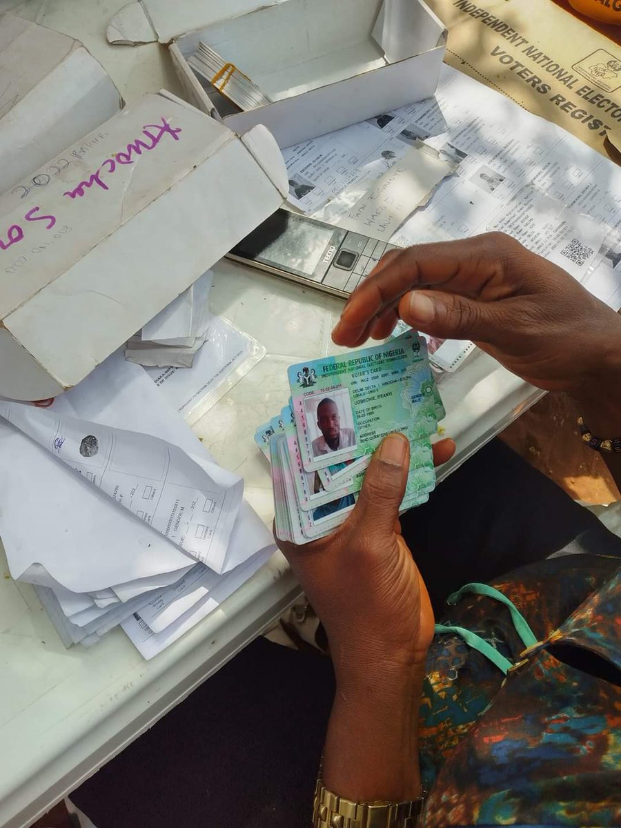 JIkenwe's tweet photo. Operation Pick Up Your PVC!
Monitoring/Sensitization on the Collection of PVC today @ Ward 4, 5, & 6 Aniocha South LGA, Delta State.
#NoPVC #NoVoting
#PVCNaYourPower #PowerToThePeople
#GodBlessNigeria 🇳🇬 https://t.co/HJS4QtZmVj
