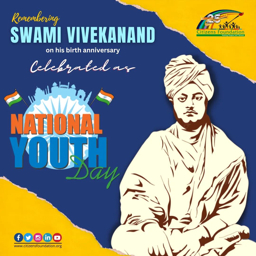 citizens_cf's tweet photo. Our humble tribute to #SwamiVivekanand on his birth anniversary celebrated as #NationalYouthDay, let us come together to contribute towards wellness and happiness of youth for making our country a better one. Happy national Youth Day. #CFat25 https://t.co/JVixdAeAu6