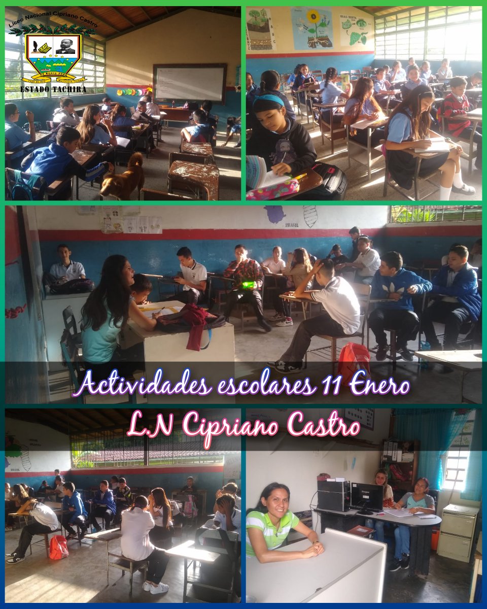 Continuan las actividades academicas este #11Enero en el Liceo Nacional Cipriano Castro #Tachira #VegaDeAza | <a href="/_LaAvanzadora/">Yelitze Santaella</a> <a href="/Berzabethg1/">Berzabethgandicaoficial</a> @MPPEDUCACION @ZonaEducTachira <a href="/Crazet2011/">Crazet2011</a> @ZetCultural