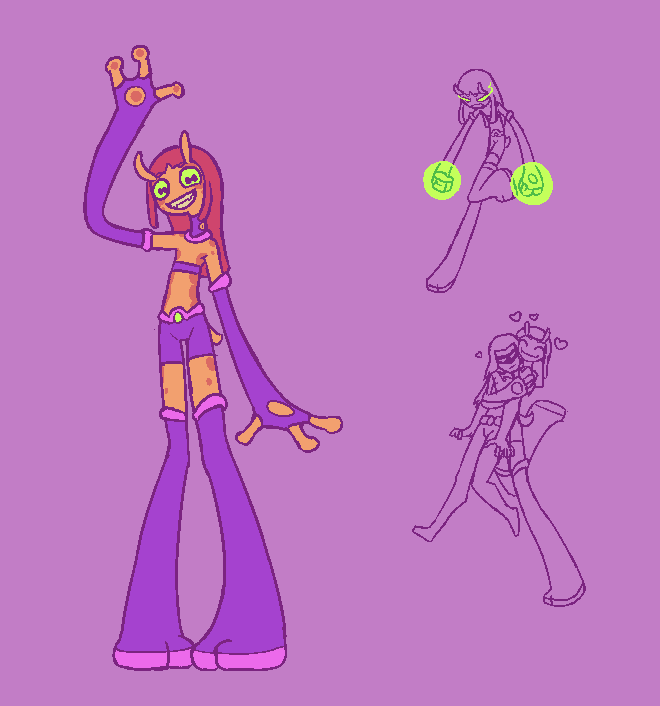 I'm pretty anal about painted human-style aliens in 2D media, so a little while ago I had the impulse to put my money where my mouth is and do my own take on Starfire.