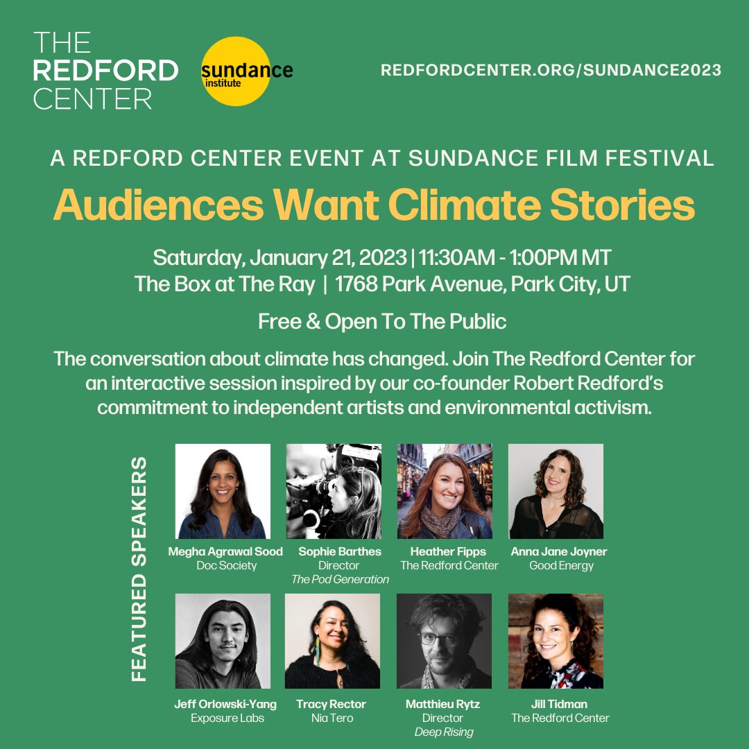 redfordcenter's tweet photo. Join our interactive session, Audiences Want Climate Stories, to unlock how your unique creativity and influence are vital to our future.  

RSVP:https://t.co/4D30XiIQd5 https://t.co/yoZ981n6yh