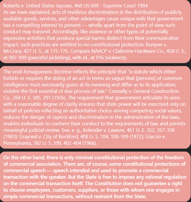 qi7p1rc's tweet image. Bet ya didn't know.

"NO RIGHT TO CHOOSE CUSTOMERS OR THOSE WHOM ONE ENGAGES IN SIMPLE COMMERCIAL TRANSACTIONS"