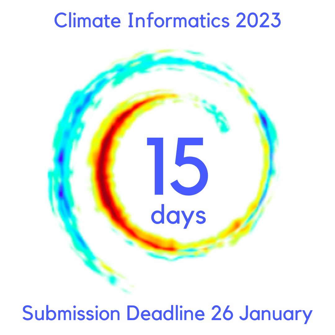 Climformatics's tweet photo. 15 days to the submission deadline for Climate Informatics 2023!

📆 Submission Deadline: 26 January
🧑‍🏫 Conference: 19-21 April
📌 Location: Cambridge, UK
📚 Fields: Climate + ML + AI
🖥️ Website: https://t.co/iUOP11D8Q8

@Cambridge_ICCS @EnvDataScience @CambridgeUP 

#CI2023 https://t.co/4KGYM9qDbV