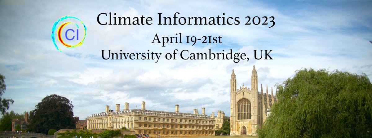 15 days to the submission deadline for Climate Informatics 2023! 📆 Submission Deadline: 26 January 🧑‍🏫 Conference: 19-21 April 📌 Location: Cambridge, UK 📚 Fields: Climate + ML + AI 🖥️ Website: bit.ly/ci-2023 @Cambridge_ICCS @EnvDataScience @CambridgeUP #CI2023