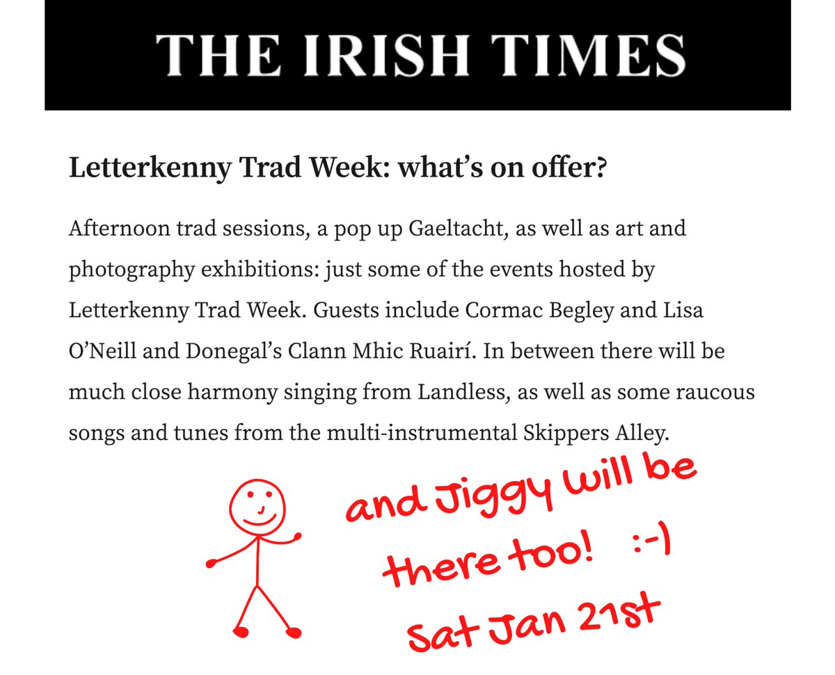 Jiggytheband's tweet photo. Trad Week 2023 
JIGGY - Sat 21st Jan @CulturalCentre 
@TradWeek  @IrishTimes 
See ya on the dance floor
Letterkenny 🎻#tradweek https://t.co/O4dVDhucql